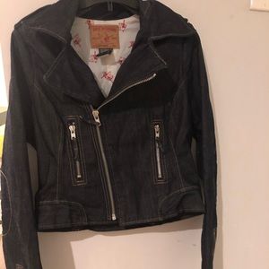 Authentic True Religion Moto Jean Jacket Sz Large